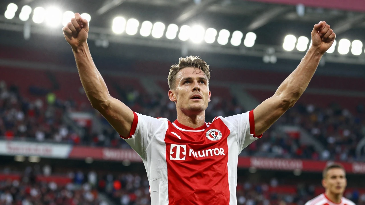 Tim Skarke scored Union Berlin's third goal in a 3-1 home win over Eintracht Frankfurt on August 29, 2026 at the Stadion...
