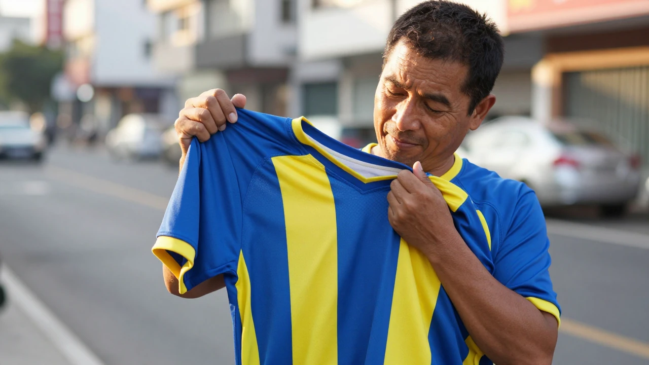 Nicolás Marín, un vendedor ambulante del club, recibió una camiseta firmada por Ángel Di María tras ser asaltado por...