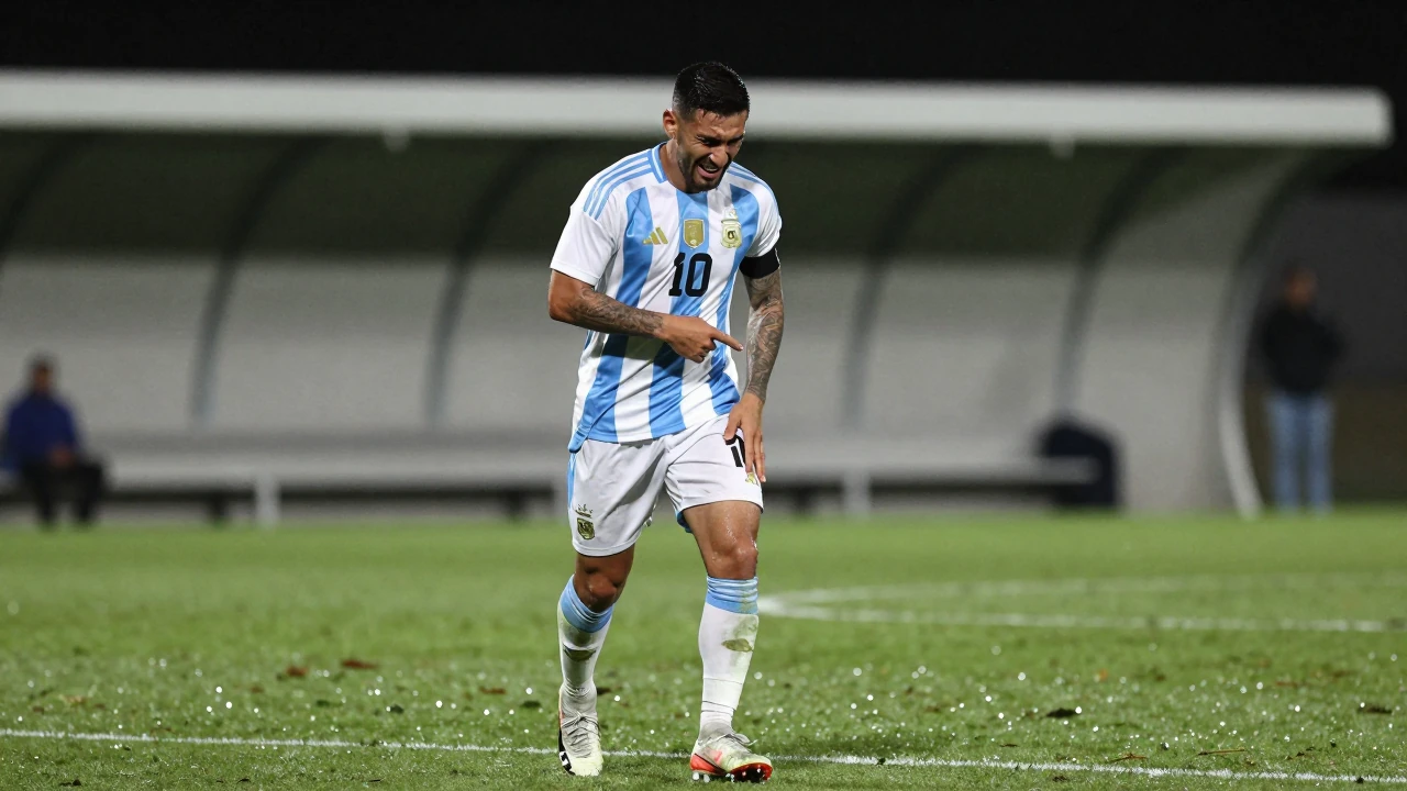 El delantero de la selección argentina sufrió una distensión en el muslo izquierdo que podría alejarlo de las canchas...