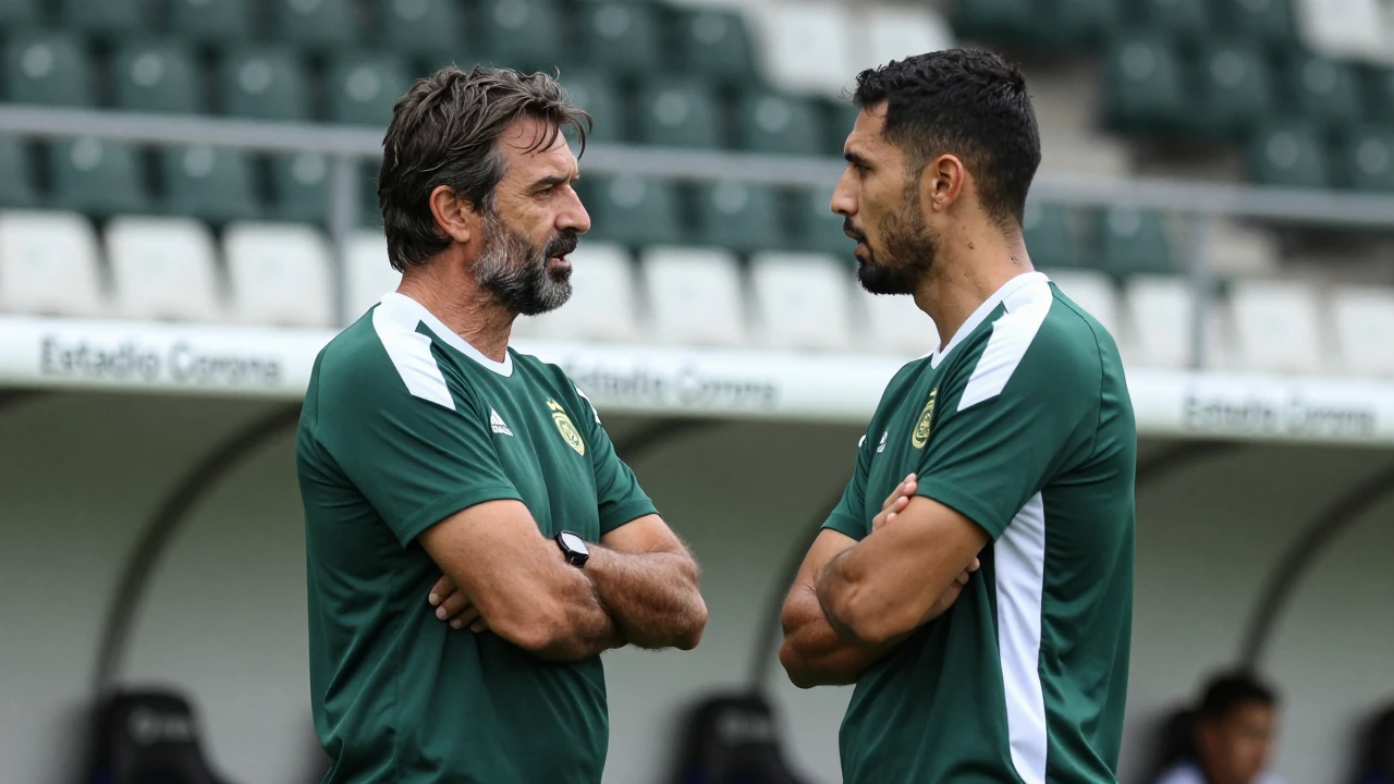 El entrenador de River Plate, Eduardo Coudet, tuvo un enfrentamiento con el delantero Rafael Santos Borré durante el...