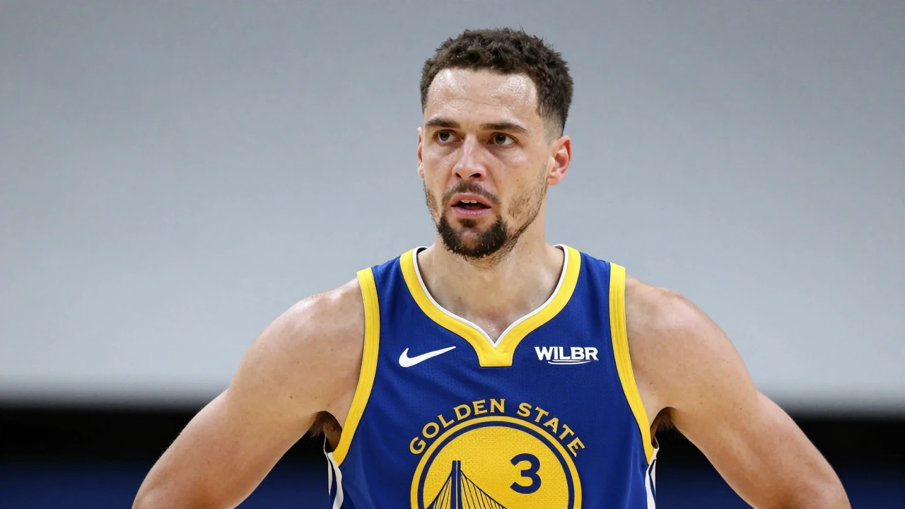 Mid-40s male Warriors head coach, athletic build, intense expression, waist-up in Golden State Warriors home jersey...