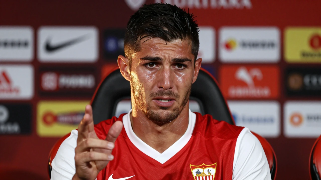 El extremo donostiarra de Sevilla, Ander Barrenetxea, fue sustituido a los 55 minutos tras sentirse agotado y con...