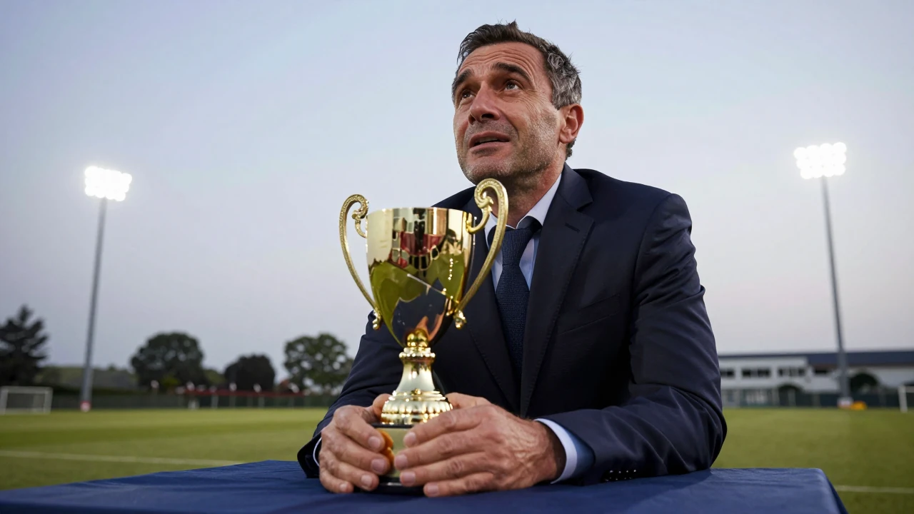 El seleccionador Luis de la Fuente y el presidente de la RFEF, Rafael Louzán, ofrecieron el trofeo en la basílica de...