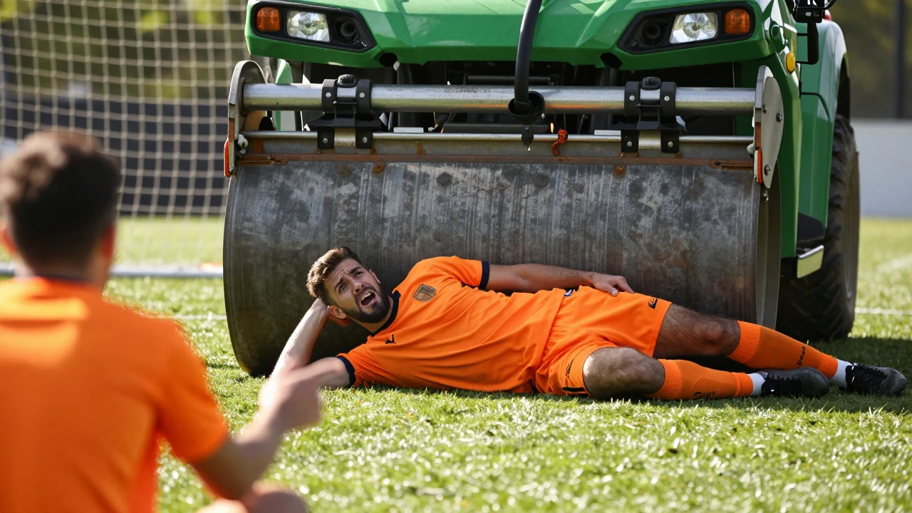 Ex-Newcastle United star Andros Townsend was run over by a pitch roller before a Thai League One match but avoided...