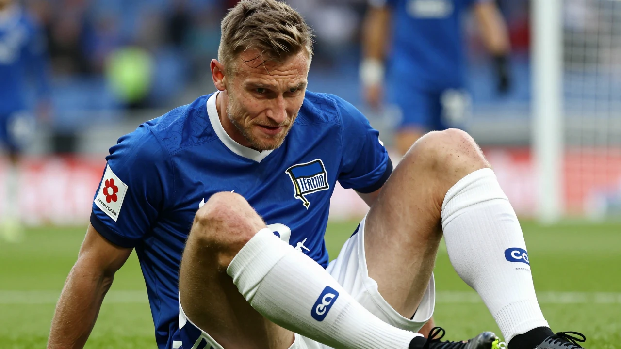 Hertha Berlin erleidet einen Trainingsschreck, als Deyovaisio Zeefuik Jon Dagur Thorsteinsson verletzt