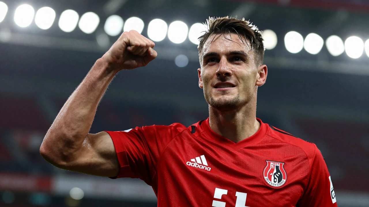 Johan Manzambi scored the first goal for SC Freiburg in their Bundesliga match against Bayern Munich on April 4, 2026 at...