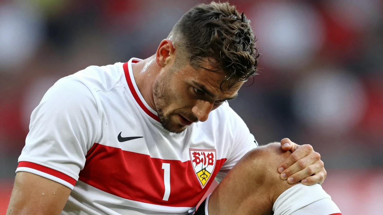 VfB Stuttgart triumphiert 3:1 gegen Everton, doch Innenverteidiger Dan-Axel Zagadou muss nach einer Kopfballaktion das...