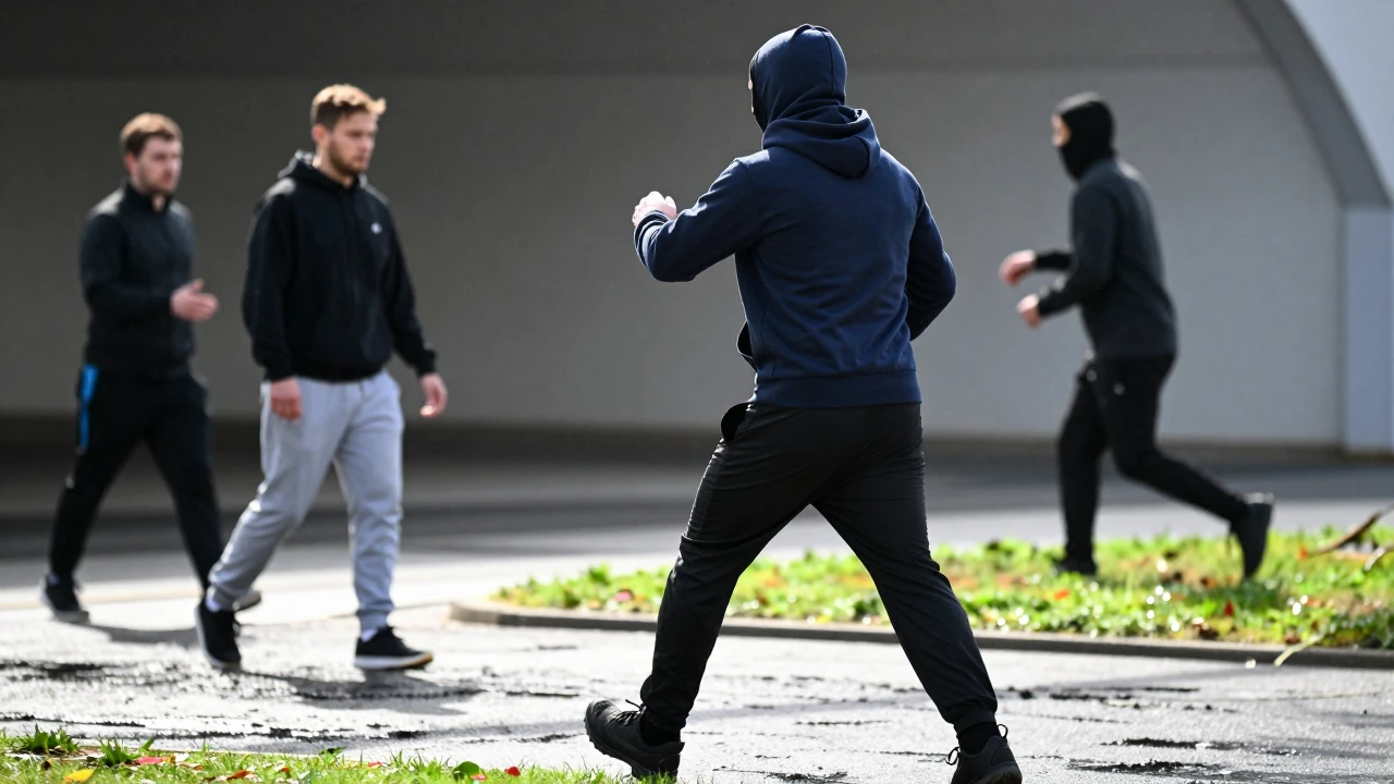Varios grupos de radicales se enfrentaron con palos, sillas y material pirotécnico cerca del Ciutat de Valencia, lo que...