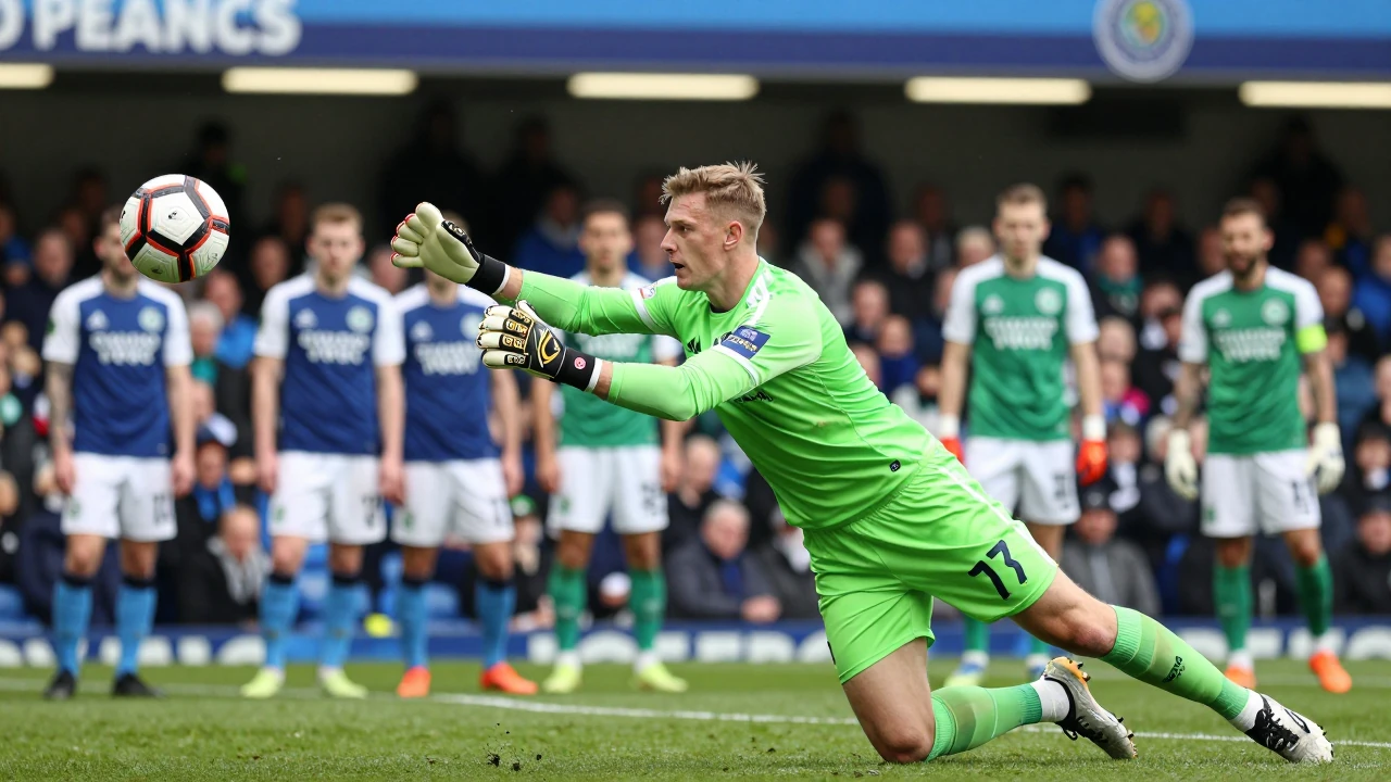 Millwall's Lukas Jensen saves four consecutive penalties against Queens Park Rangers to progress to the Carabao Cup...