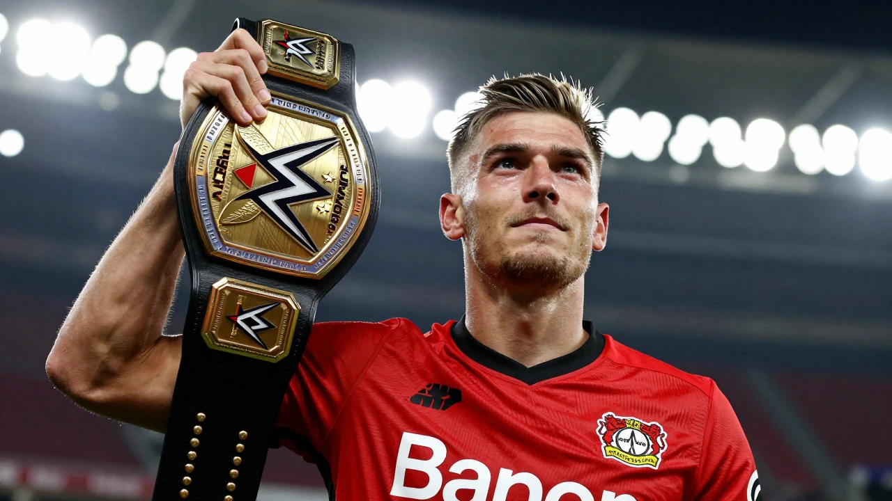 Bayer Leverkusen received a custom Undisputed WWE Championship belt in recognition of their historic unbeaten Bundesliga...