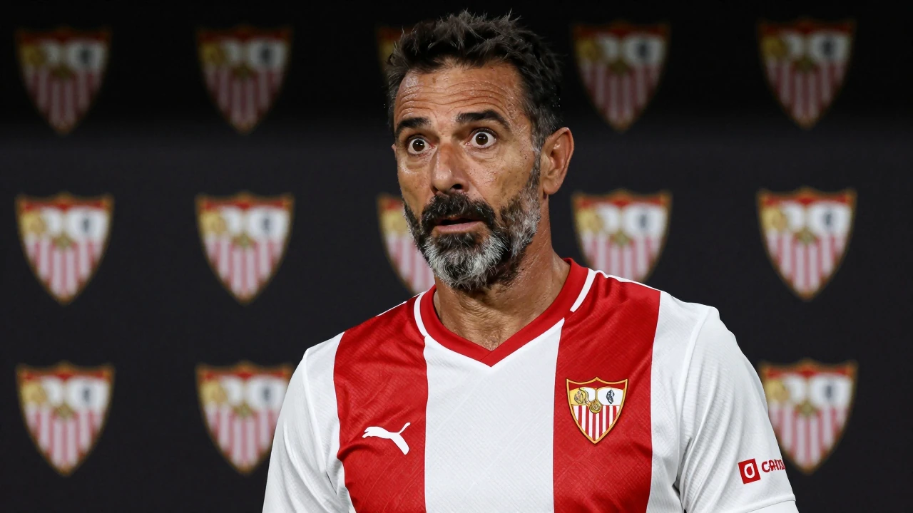El Sevilla FC entregó una camiseta con su nombre y el dorsal 11 al entrenador Luis de la Fuente durante su visita a San...
