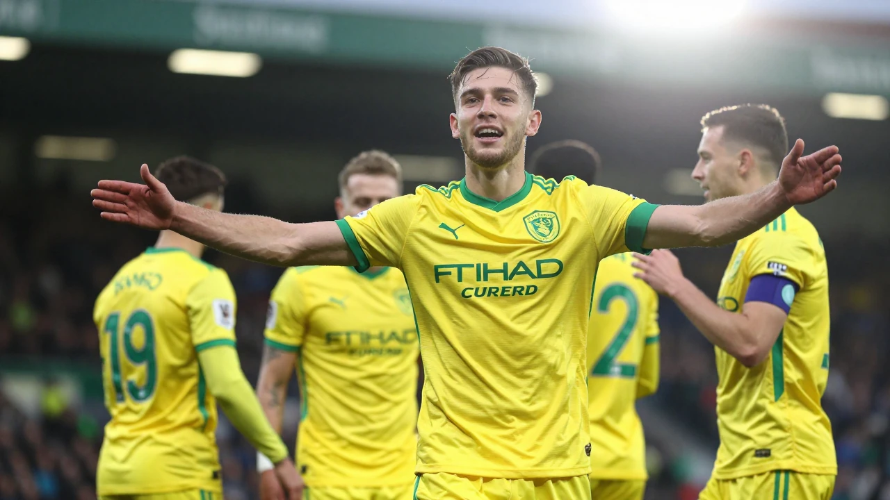 Norwich City beats Cardiff City 4-3 in the League Cup, as reported by the BBC, with the team currently 30 points behind...