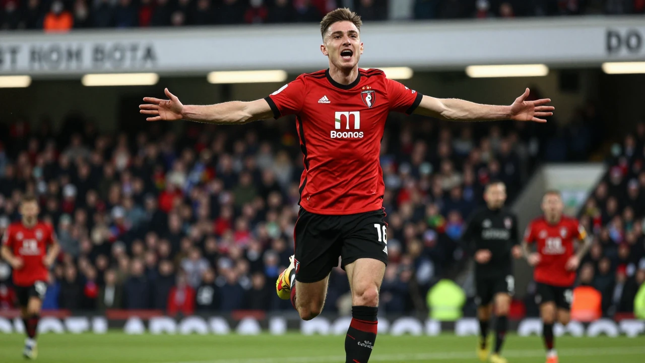 Marcus Tavernier netted Bournemouth's opening goal from a deflected effort at the back post in the Premier League fixture...