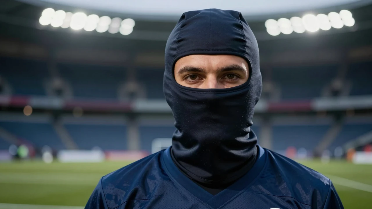 A fan wearing a balaclava was photographed inside Celtic Park ahead of the Scottish Premiership derby between Celtic and...