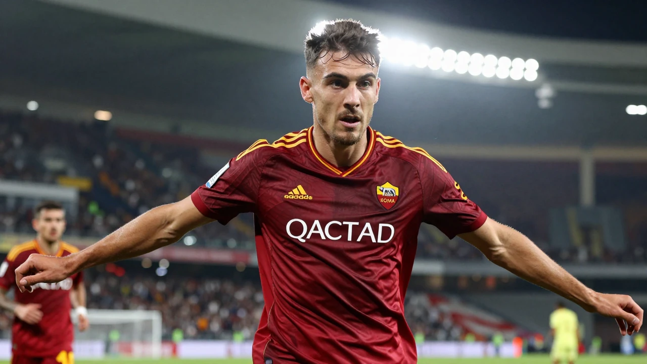 Una foto d'archivio di Reuters Connect mostra Nicolò Zaniolo dell'AS Roma e Caleb Okoli dell'Atalanta durante uno scontro...