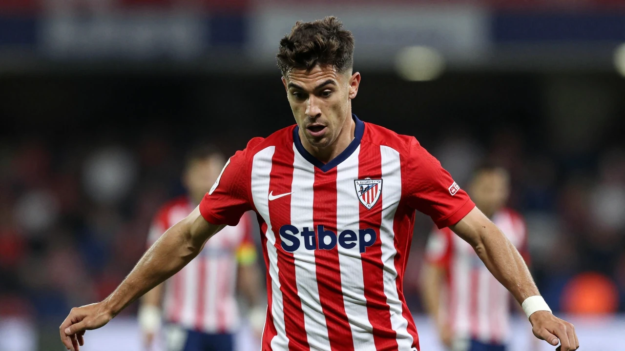 Athletic Bilbao's Robert Navarro was seen in action during the La Liga EA Sports 2026/27 match his team played at...