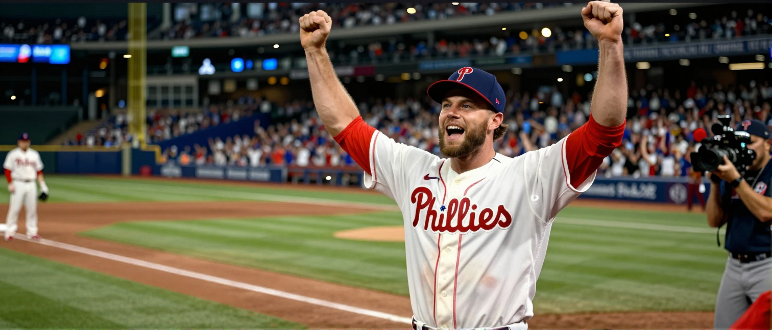 Bryce Harper celebrates Home Run Derby win with Phillies teammates