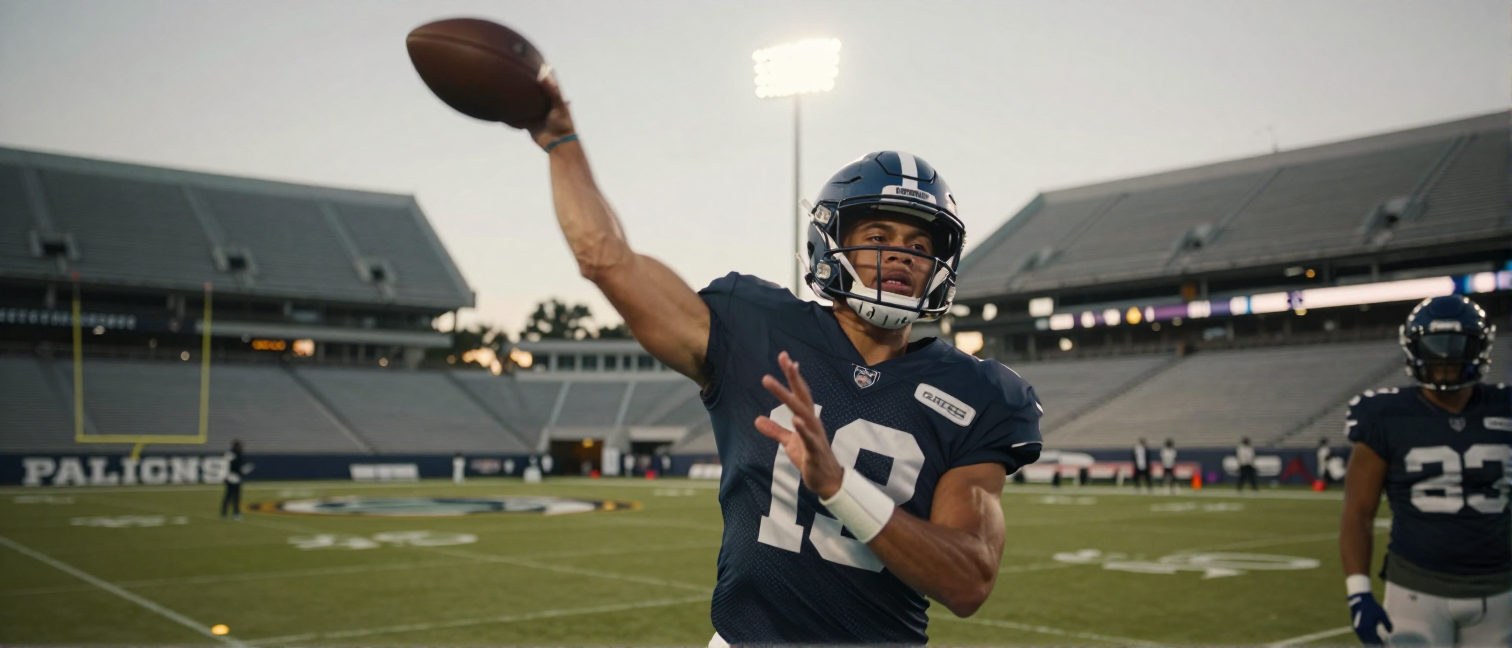 Jayden Daniels Works with VR Headset in Quarterback Series