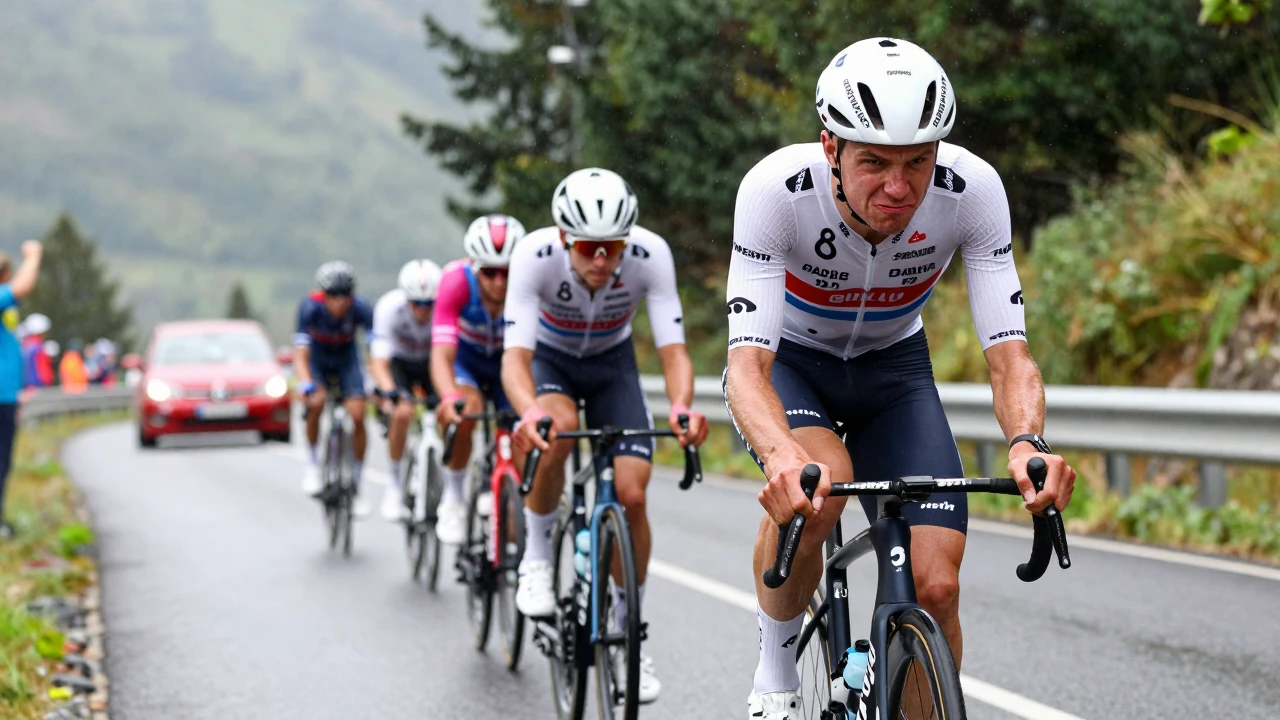 Tadej Pogacar leads peloton as hailstorm halts Vuelta stage