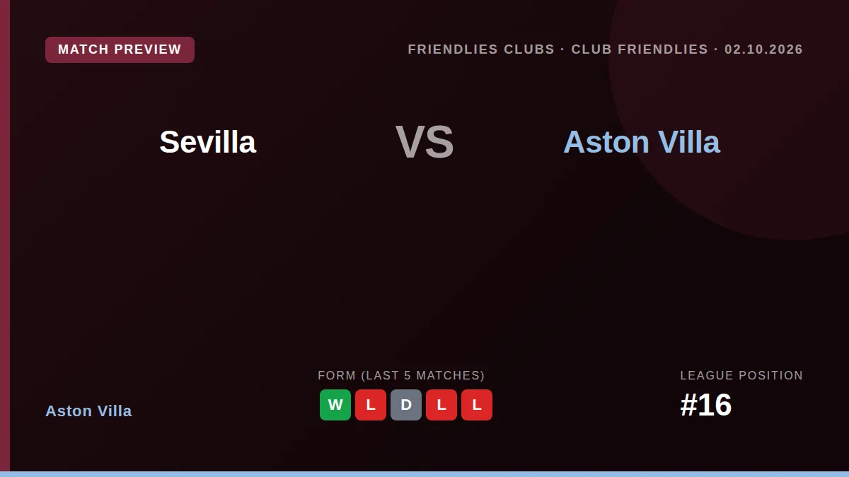 Aston Villa play a friendly at Sevilla's stadium on Friday, offering Unai Emery a chance to assess his squad, including...