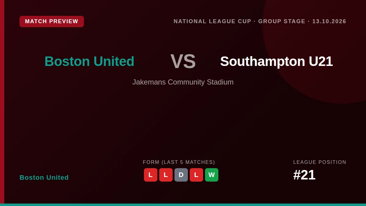 Boston United welcome Southampton's under-21 side to the Jakemans Community Stadium on Tuesday night, seeking a positive...