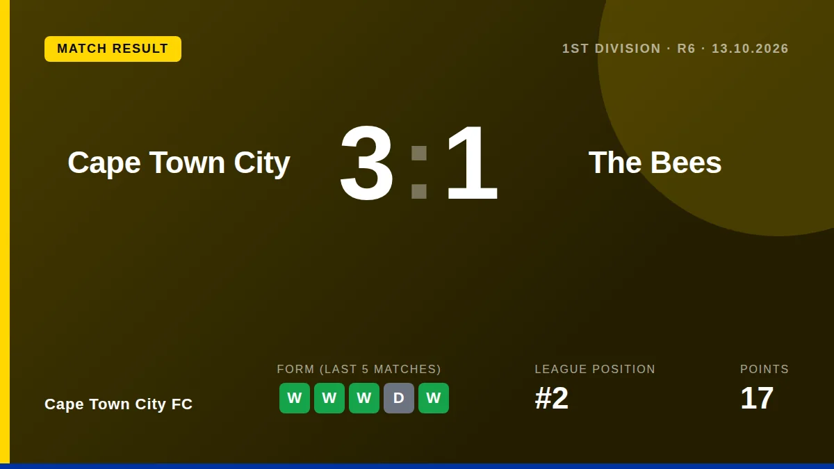 Cape Town City FC: result card