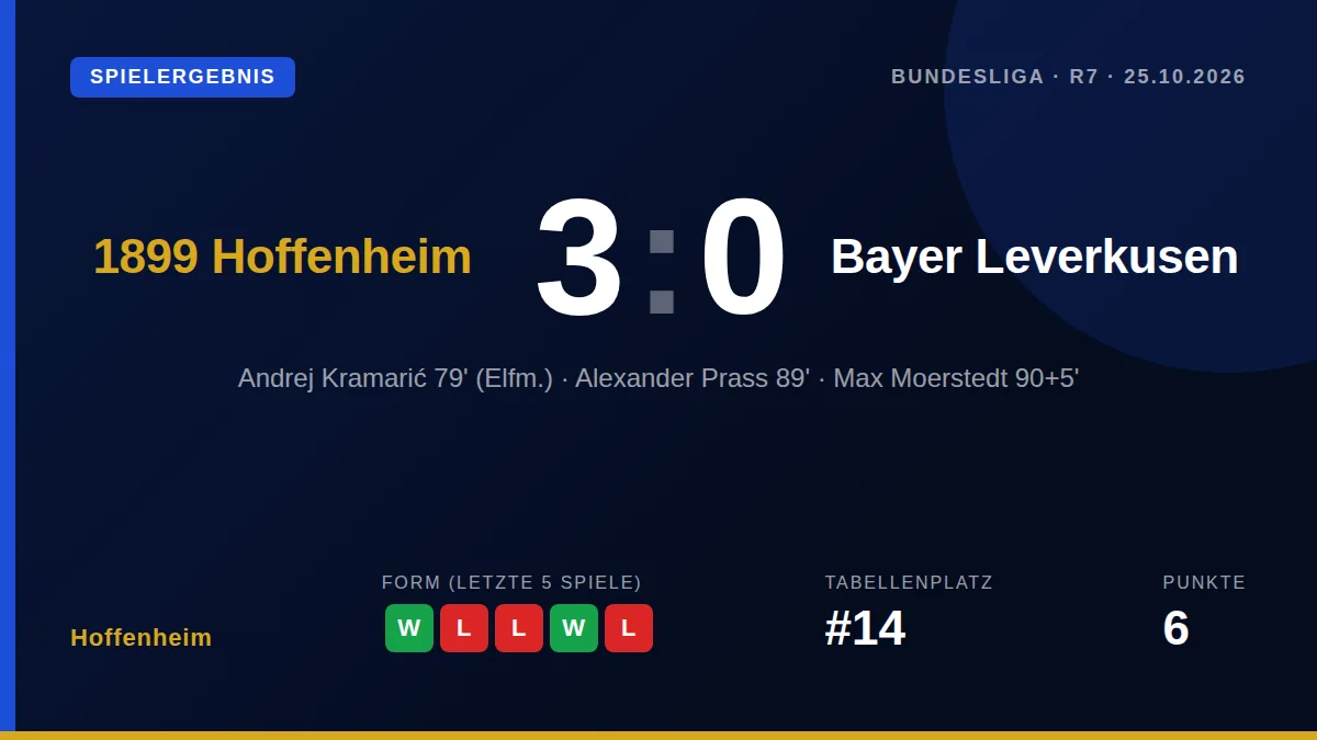 Hoffenheim gewann das Bundesliga-Heimspiel gegen Bayer Leverkusen mit 3:0, doch der Sieg wurde von der schweren...