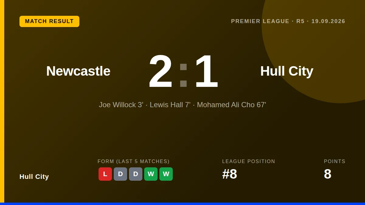 Hull City's late rally fell short in a 2-1 defeat at Newcastle United, leaving the Tigers eighth in the Premier League table