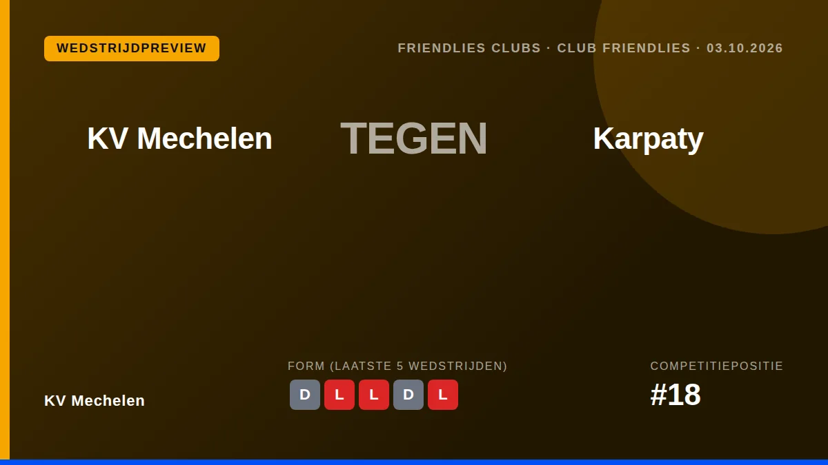 KV Mechelen neemt het zaterdag op tegen het Oekraïense Karpaty Lviv in een oefenwedstrijd, een kans op vertrouwen na een...