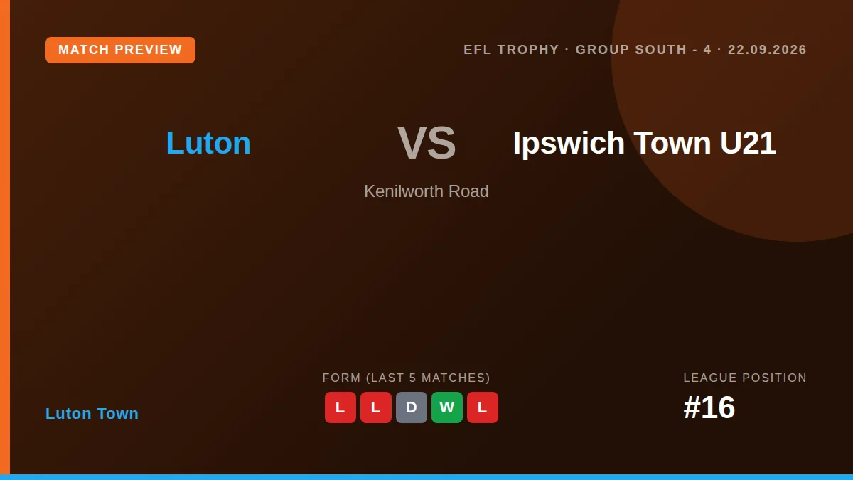 Luton Town look to build momentum in the EFL Trophy against Ipswich Town's U21 side after a difficult run of league form...
