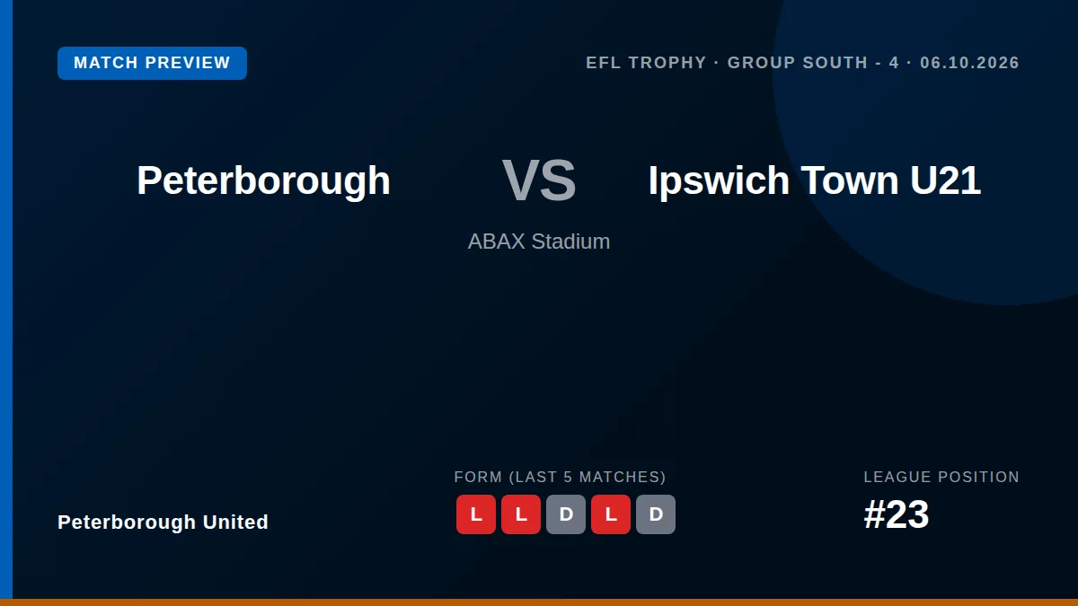 Peterborough United welcome Ipswich Town's under-21 side to the ABAX Stadium on Tuesday night, looking to build on their...