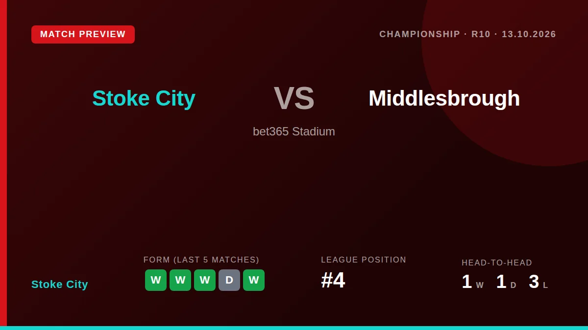 Stoke City host promotion rivals Middlesbrough looking to close the gap at the top of the Championship table