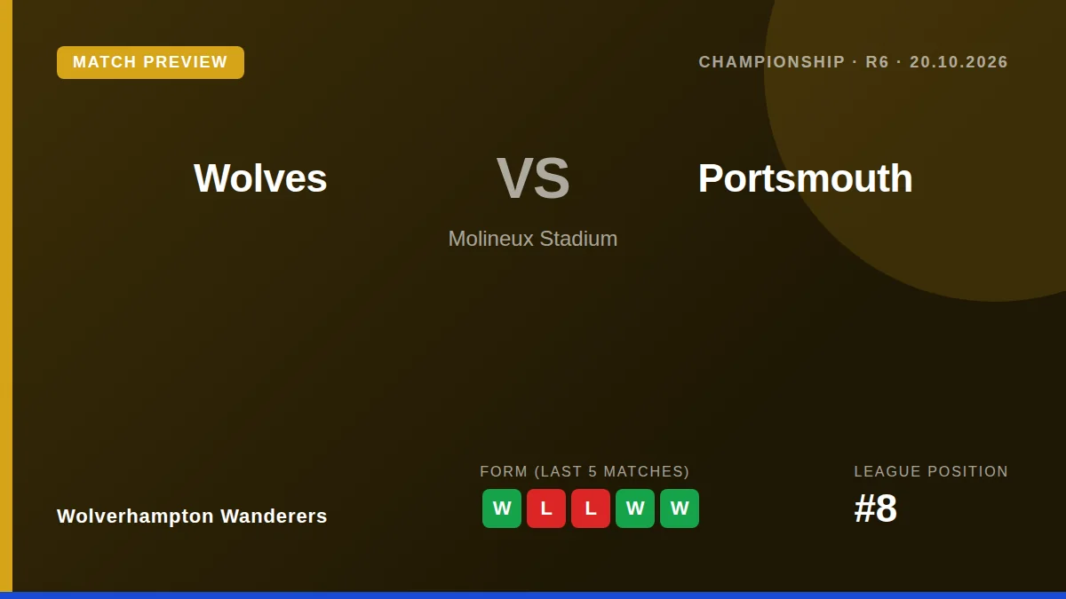 Wolverhampton Wanderers can climb into the Championship's top five with a victory over Portsmouth at Molineux on Tuesday...