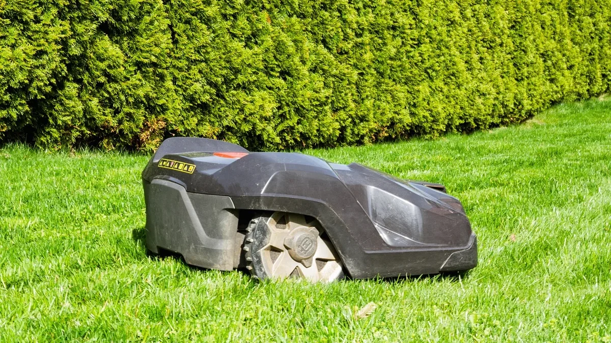 A robotic lawnmower is maintaining a 6,000m² lawn at a restored Hampshire mill, saving owners Simon and Amy Davies an...