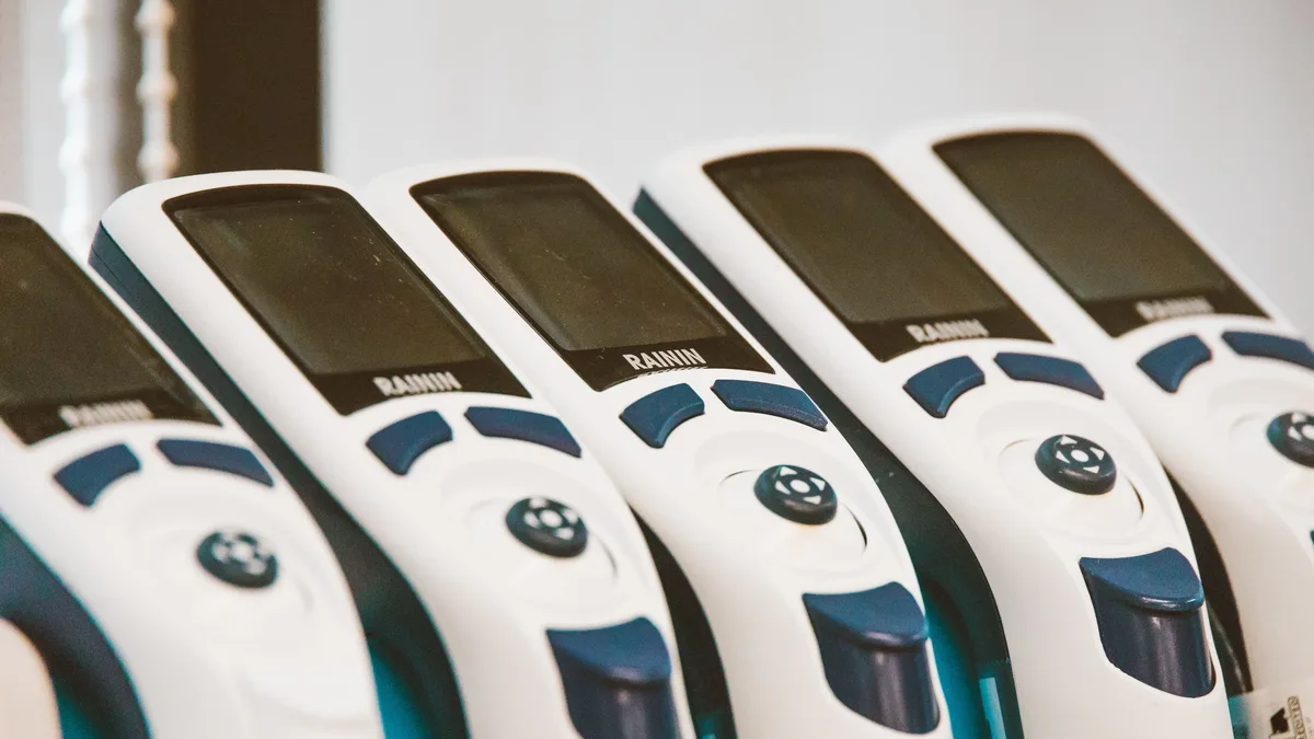 Evidence: Close-up of medical devices lined in a row, showcasing technology and design.