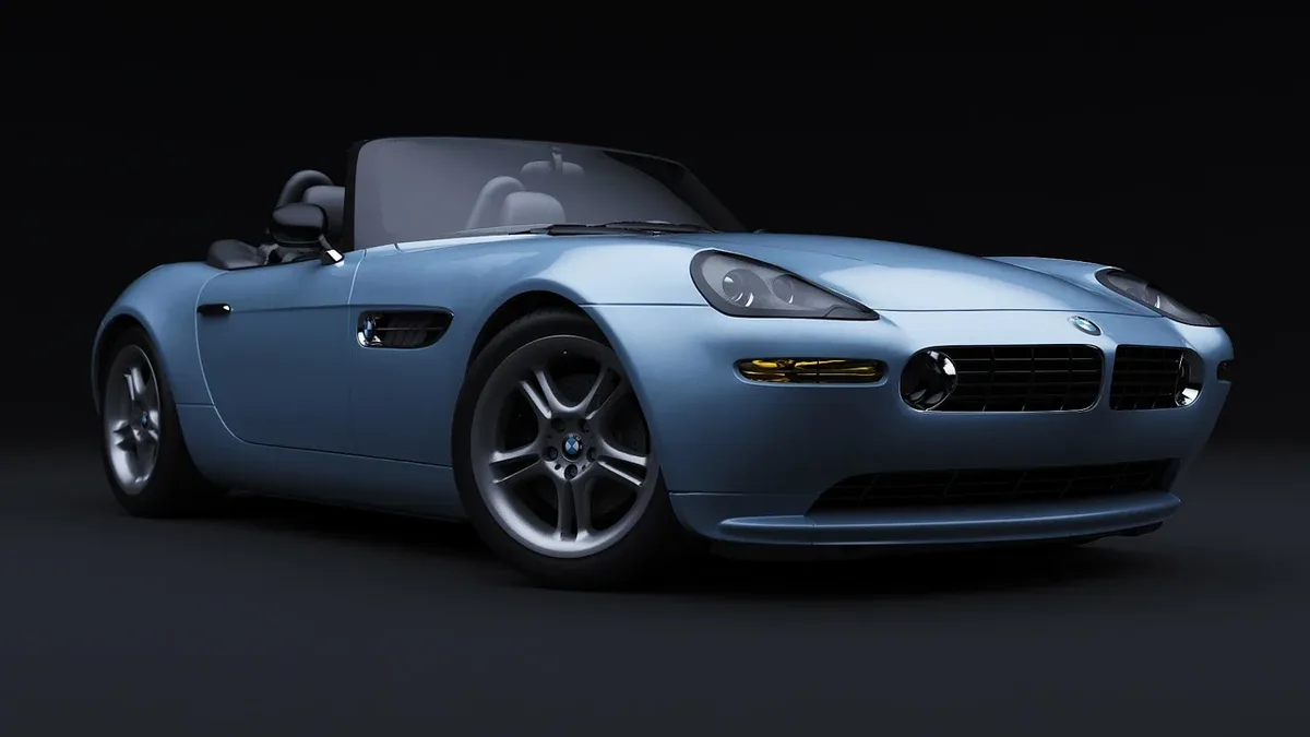 A 2000 BMW Z3 roadster, transformed with Tribute Automotive fiberglass bodywork to resemble a Ferrari 250 GT SWB, is set...