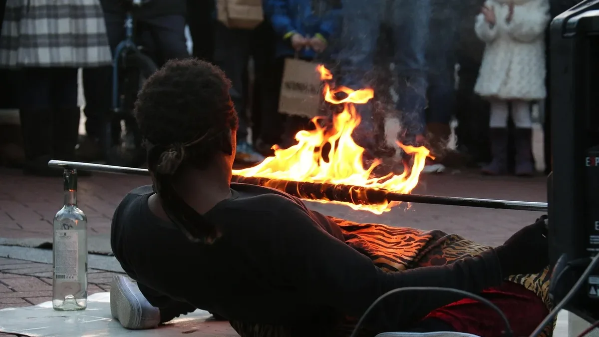 Peripherals: Fire, street parties, limbo, cottage, people working, city.