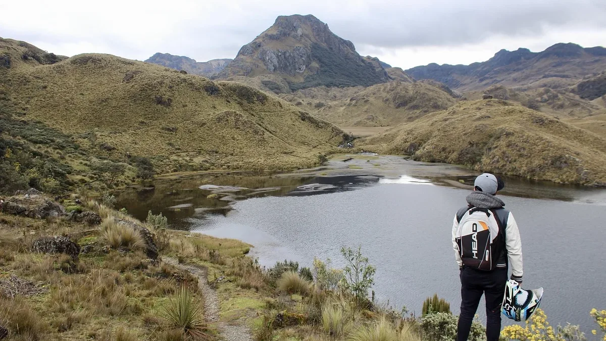 Trails Routes: Lake, helmet, motorcycle, travel, nature, outdoor.