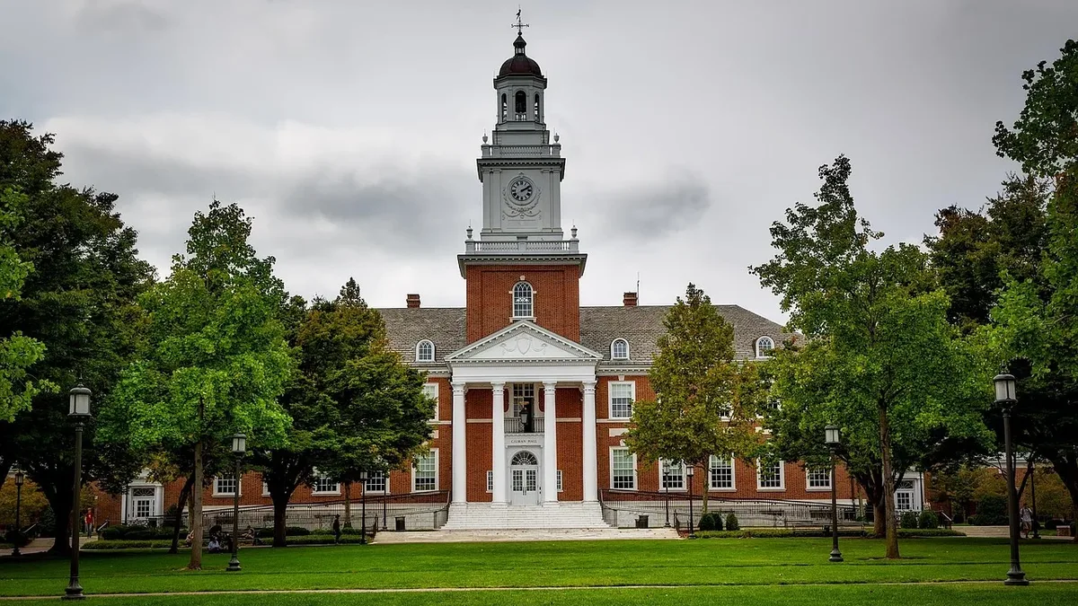 Countries: Johns hopkins university, gilman hall, school, universities, colleges, education.