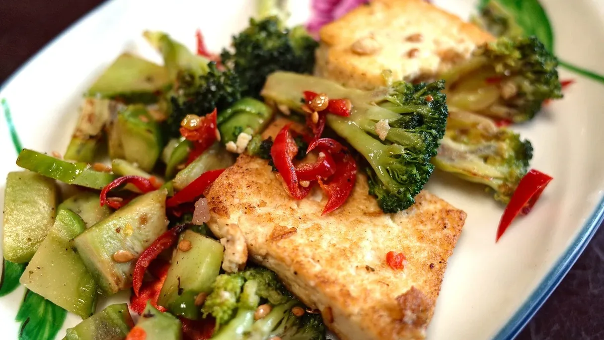 Dishes: A fast, two-minute dinner using silken tofu and a simple soy-based dressing