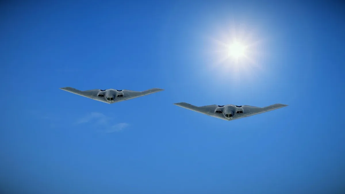 A B-1B Lancer bomber received a new 33-foot upper spine section in nine months, three months ahead of schedule, using a...
