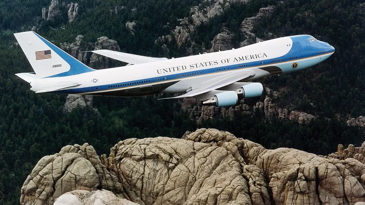 An inflatable emergency slide accidentally deployed on President Trump's interim Air Force One, a Boeing 747-8 gifted by...