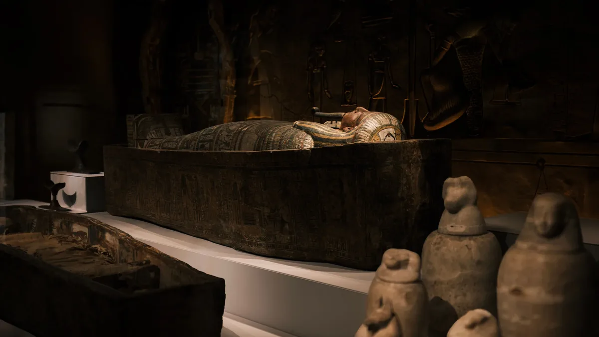 Analysis of 28 paint samples from 14 ancient Egyptian artifacts shows cattle collagen was the main binder, with other...
