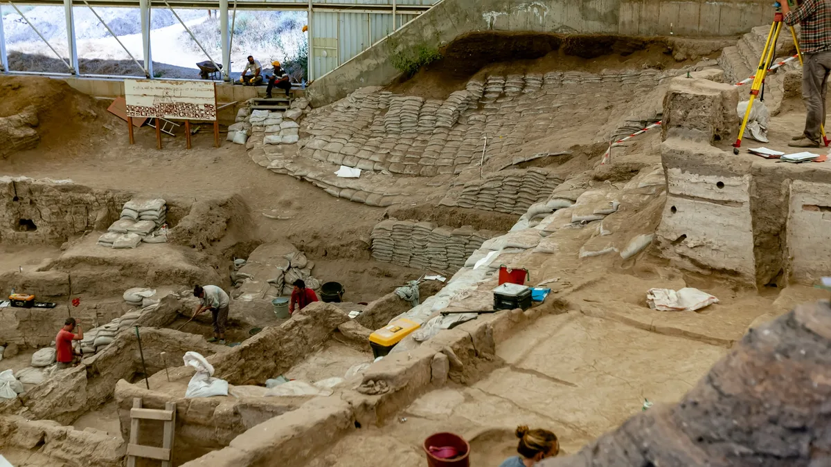 Two intact burials at Göbekli Tepe, dated to 8700-8000 BCE, contain human remains with signs of ritual treatment and...